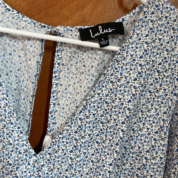 Lulus midi blue floral dress. Size L - Picture 7 of 7